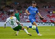 15 August 2025; Jordan Rossiter of Waterford evades the tackle of Evan McLaughlin of Cork City during the Sports Direct Men’s FAI Cup third round match between Cork City and Waterford at Turner's Cross in Cork. Photo by Tyler Miller/Sportsfile