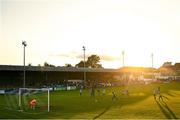 15 August 2025; Hans Kamta Mpongo of Finn Harps scores his side's third goal, a penalty, past Bray Wanderers goalkeeper Jimmy Corcoran during the Sports Direct Men’s FAI Cup third round match between Finn Harps and Bray Wanderers at Finn Park in Ballybofey, Donegal. Photo by Ramsey Cardy/Sportsfile