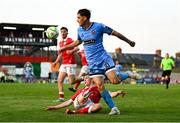 15 August 2025; Dawson Devoy of Bohemians in action against Ciaron Harkin of Sligo Rovers during the Sports Direct Men’s FAI Cup third round match between Bohemians and Sligo Rovers at Dalymount Park in Dublin. Photo by Stephen McCarthy/Sportsfile
