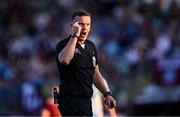 15 August 2025; Referee Paul Norton during the Sports Direct Men’s FAI Cup third round match between Salthill Devon and Galway United at Eamonn Deacy Park in Galway. Photo by Piaras Ó Mídheach/Sportsfile
