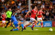 15 August 2025; Jad Hakiki of Sligo Rovers in action against Keith Buckley of Bohemians during the Sports Direct Men’s FAI Cup third round match between Bohemians and Sligo Rovers at Dalymount Park in Dublin. Photo by Stephen McCarthy/Sportsfile