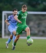 15 August 2025; Ronan Teahan of Kerry FC in action against Shane Griffin of Cobh Ramblers during the Sports Direct Men’s FAI Cup third round match between Kerry FC and Cobh Ramblers at Mounthawk Park in Tralee, Kerry. Photo by Brendan Moran/Sportsfile