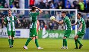 15 August 2025; Bray Wanderers players react during the Sports Direct Men’s FAI Cup third round match between Finn Harps and Bray Wanderers at Finn Park in Ballybofey, Donegal. Photo by Ramsey Cardy/Sportsfile