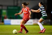 15 August 2025; Noelle Murray of Shelbourne in action against Ella Kelly of Shamrock Rovers during the Sports Direct Women's FAI Cup quarter-final match between Shelbourne and Shamrock Rovers at Tolka Park in Dublin. Photo by Ben McShane/Sportsfile
