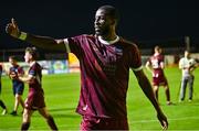 15 August 2025; Jeremy Sivi of Galway United after his side's victory in the Sports Direct Men’s FAI Cup third round match between Salthill Devon and Galway United at Eamonn Deacy Park in Galway. Photo by Piaras Ó Mídheach/Sportsfile