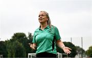 16 August 2025; FAI referee instructor Paula Brady during an FAI / DCC Female Referee Programme course at Irishtown Stadium in Dublin. Photo by Tyler Miller/Sportsfile