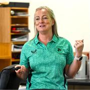 16 August 2025; FAI referee instructor Paula Brady during an FAI / DCC Female Referee Programme course at Irishtown Stadium in Dublin. Photo by Tyler Miller/Sportsfile