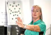 16 August 2025; FAI referee instructor Paula Brady during an FAI / DCC Female Referee Programme course at Irishtown Stadium in Dublin. Photo by Tyler Miller/Sportsfile