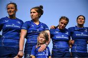 16 August 2025; Leinster mascot Ellie Martin, daughter of Leinster head coach Ben Martin, centre, joins players as they huddle after their side's defeat in the Vodafone Women’s Interprovincial Championship Round 2 match between Leinster and Munster at Energia Park in Dublin. Photo by Shauna Clinton/Sportsfile