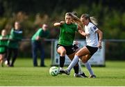 16 August 2025; Jessica Fitzgerald of Peamount United in action against Alexis Strickland of Athlone Town during the Sports Direct Women's FAI Cup quarter-final match between Peamount United and Athlone Town at Greenogue Park in Newcastle, Dublin. Photo by Tyler Miller/Sportsfile