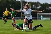 16 August 2025; Madison Gibson of Athlone Town is fouled by Karen Duggan of Peamount United during the Sports Direct Women's FAI Cup quarter-final match between Peamount United and Athlone Town at Greenogue Park in Newcastle, Dublin. Photo by Tyler Miller/Sportsfile