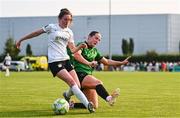 16 August 2025; Kellie Brennan of Athlone Town in action against Aisling Spillane of Peamount United during the Sports Direct Women's FAI Cup quarter-final match between Peamount United and Athlone Town at Greenogue Park in Newcastle, Dublin. Photo by Tyler Miller/Sportsfile