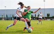 16 August 2025; Kellie Brennan of Athlone Town in action against Aisling Spillane of Peamount United during the Sports Direct Women's FAI Cup quarter-final match between Peamount United and Athlone Town at Greenogue Park in Newcastle, Dublin. Photo by Tyler Miller/Sportsfile