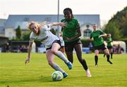 16 August 2025; Kelly Brady of Athlone Town in action against Mary Phillips of Peamount United during the Sports Direct Women's FAI Cup quarter-final match between Peamount United and Athlone Town at Greenogue Park in Newcastle, Dublin. Photo by Tyler Miller/Sportsfile