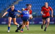 16 August 2025; Niamh O'Mahony of Munster is tackled by Lillie Harney of Leinster during the PwC U-18 Girls Interprovincial Series match between Leinster and Munster at Energia Park in Dublin. Photo by Shauna Clinton/Sportsfile
