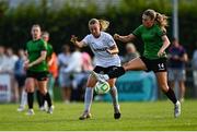 16 August 2025; Jessica Fitzgerald of Peamount United in action against Alexis Strickland of Athlone Town during the Sports Direct Women's FAI Cup quarter-final match between Peamount United and Athlone Town at Greenogue Park in Newcastle, Dublin. Photo by Tyler Miller/Sportsfile