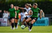 16 August 2025; Jessica Fitzgerald of Peamount United in action against Alexis Strickland of Athlone Town during the Sports Direct Women's FAI Cup quarter-final match between Peamount United and Athlone Town at Greenogue Park in Newcastle, Dublin. Photo by Tyler Miller/Sportsfile