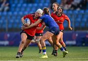 16 August 2025; Eliz Wiley Murphy of Munster in action against Sophia White of Leinster during the PwC U-18 Girls Interprovincial Series match between Leinster and Munster at Energia Park in Dublin. Photo by Shauna Clinton/Sportsfile