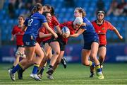 16 August 2025; Eliz Wiley Murphy of Munster in action against Sophia White of Leinster during the PwC U-18 Girls Interprovincial Series match between Leinster and Munster at Energia Park in Dublin. Photo by Shauna Clinton/Sportsfile