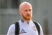 16 August 2025; Liam Boyce of Derry City arrives for the Sports Direct Men’s FAI Cup third round match between Derry City and Drogheda United at The Ryan McBride Brandywell Stadium in Derry. Photo by Stephen McCarthy/Sportsfile