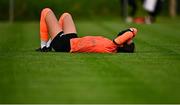 16 August 2025; Peamount United goalkeeper Amanda Budden reacts after the Sports Direct Women's FAI Cup quarter-final match between Peamount United and Athlone Town at Greenogue Park in Newcastle, Dublin. Photo by Tyler Miller/Sportsfile
