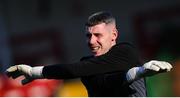 16 August 2025; Drogheda United goalkeeper Luke Dennison before the Sports Direct Men’s FAI Cup third round match between Derry City and Drogheda United at The Ryan McBride Brandywell Stadium in Derry. Photo by Stephen McCarthy/Sportsfile