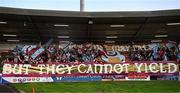 16 August 2025; Drogheda United supporters before the Sports Direct Men’s FAI Cup third round match between Derry City and Drogheda United at The Ryan McBride Brandywell Stadium in Derry. Photo by Stephen McCarthy/Sportsfile
