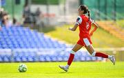 16 August 2025; Isabella Marie Flocchini of Treaty United during the Sports Direct Women's FAI Cup quarter-final match between DLR Waves and Treaty United at UCD Bowl in Dublin. Photo by Seb Daly/Sportsfile