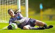 16 August 2025; DLR Waves goalkeeper Eve Badana during the Sports Direct Women's FAI Cup quarter-final match between DLR Waves and Treaty United at UCD Bowl in Dublin. Photo by Seb Daly/Sportsfile