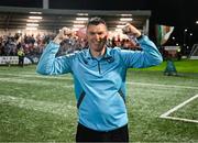 16 August 2025; Drogheda United manager Kevin Doherty celebrates after the Sports Direct Men’s FAI Cup third round match between Derry City and Drogheda United at The Ryan McBride Brandywell Stadium in Derry. Photo by Stephen McCarthy/Sportsfile