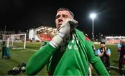 16 August 2025; Drogheda United goalkeeper Luke Dennison celebrates after the Sports Direct Men’s FAI Cup third round match between Derry City and Drogheda United at The Ryan McBride Brandywell Stadium in Derry. Photo by Stephen McCarthy/Sportsfile