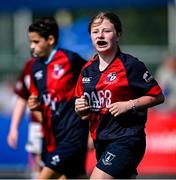 16 August 2025; Action from the Bank of Ireland Half-Time Minis match between Tullow and Coolmine/ Westmanstown during the Vodafone Women’s Interprovincial Championship Round 2 match between Leinster and Munster at Energia Park in Dublin. Photo by Shauna Clinton/Sportsfile
