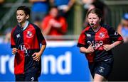 16 August 2025; Action from the Bank of Ireland Half-Time Minis match between Tullow and Coolmine/ Westmanstown during the Vodafone Women’s Interprovincial Championship Round 2 match between Leinster and Munster at Energia Park in Dublin. Photo by Shauna Clinton/Sportsfile
