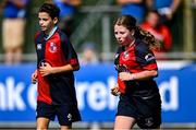 16 August 2025; Action from the Bank of Ireland Half-Time Minis match between Tullow and Coolmine/ Westmanstown during the Vodafone Women’s Interprovincial Championship Round 2 match between Leinster and Munster at Energia Park in Dublin. Photo by Shauna Clinton/Sportsfile