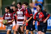 16 August 2025; Action from the Bank of Ireland Half-Time Minis match between Tullow and Coolmine/ Westmanstown during the Vodafone Women’s Interprovincial Championship Round 2 match between Leinster and Munster at Energia Park in Dublin. Photo by Shauna Clinton/Sportsfile