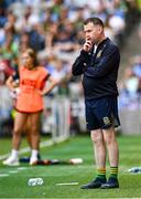 3 August 2025; Meath manager Shane McCormack during the TG4 All-Ireland Ladies Football Senior Championship final match between Dublin and Meath at Croke Park in Dublin. Photo by Piaras Ó Mídheach/Sportsfile