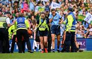 3 August 2025; Hannah Tyrrell of Dublin receives medical attention for an injury during the TG4 All-Ireland Ladies Football Senior Championship final match between Dublin and Meath at Croke Park in Dublin. Photo by Piaras Ó Mídheach/Sportsfile