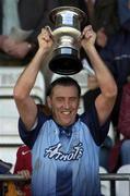 2 October 2004; Dublin captain Jack Sheedy lifts the cup. All Ireland Masters Final Replay. Dublin v Leitrim, Kingspan Breffni Park, Cavan. Picture credit; Damien Eagers / SPORTSFILE