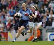 3 October 2004; Fiona Corcoran, Dublin, in action against Edel Concannon, Galway. TG4 Ladies Senior Football All-Ireland Final, Dublin v Galway, Croke Park, Dublin. Picture credit; Ray McManus / SPORTSFILE