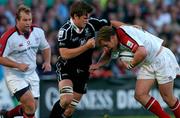 25 September 2004; Campbell Feather, Ulster, is tackled by James Hook, Neath-Swansea Ospreys. Celtic League 2004-2005, Ulster v Neath-Swansea Ospreys, Ravenhill, Belfast. Picture credit; Matt Browne / SPORTSFILE