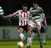 8 October 2004; Gary Beckett, Derry City, in action against Terry Palmer, Shamrock Rovers. eircom league, Premier Division, Shamrock Rovers v Derry City, Richmond Park, Dublin. Picture credit; Brian Lawless / SPORTSFILE
