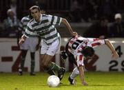 8 October 2004; Terry Palmer, Shamrock Rovers, in action against Alan Murphy, Derry City. eircom league, Premier Division, Shamrock Rovers v Derry City, Richmond Park, Dublin. Picture credit; Brian Lawless / SPORTSFILE