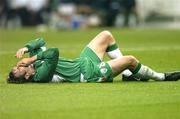 9 October 2004; Kevin Kilbane, Republic of Ireland, after taking a knock in the penalty area. FIFA World Cup 2006 Qualifier, France v Republic of Ireland, Stade de France, Paris, France. Picture credit; Brendan Moran / SPORTSFILE