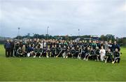 18 October 2013; The combined teams ahead of a run out on the Lacrosse pitch ahead of the Celtic Champions Classic Super Hurling 11s Tournament on Sunday. Lacrosse Pitch, University of Notre Dame, Chicago, USA. Picture credit: Ray McManus / SPORTSFILE