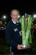 18 October 2013; Former Republic of Ireland manager and former St. Patrick’s Athletic manager Brian Kerr celebrates at the end of the game. Airtricity League Premier Division, St. Patrick’s Athletic v Derry City, Richmond Park, Dublin. Picture credit: David Maher / SPORTSFILE