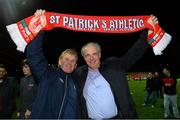 18 October 2013; St. Patrick’s Athletic manager Liam Buckley, left, celebrates with Executive Chairman Garrett Kelleher at the end of the game. Airtricity League Premier Division, St. Patrick’s Athletic v Derry City, Richmond Park, Dublin. Picture credit: David Maher / SPORTSFILE