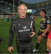 19 October 2013; Ulster head coach Mark Anscombe celebrates after the game. Heineken Cup 2013/14, Pool 5, Round 2, Montpellier v Ulster, Stade Yves du Manoir, Montpellier, France. Picture credit: John Dickson / SPORTSFILE