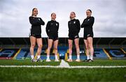25 August 2025; Players, from left, Sarah Rice, Hannah Waesch, Kellie Brennan and Roisin Molloy during the Athlone Town UWCL portrait session at Athlone Town Stadium in Westmeath. Photo by Ben McShane/Sportsfile