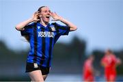 23 August 2025; Kelly Brady of Athlone Town celebrates after scoring her side's second goal during the SSE Airtricity Women's Premier Division match between Athlone Town and Shelbourne at Athlone Town Stadium in Westmeath. Photo by Shauna Clinton/Sportsfile