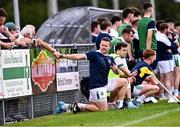 24 August 2025; Andy Moran of Ballaghaderreen shakes hands with a a supporter as he stretches on the sideline during the Mayo County Senior Club Football Championship Round 2 match between Charlestown Sarsfields and Ballaghaderreen at Fr O'Hara Park in Charlestown, Mayo. Photo by Piaras Ó Mídheach/Sportsfile
